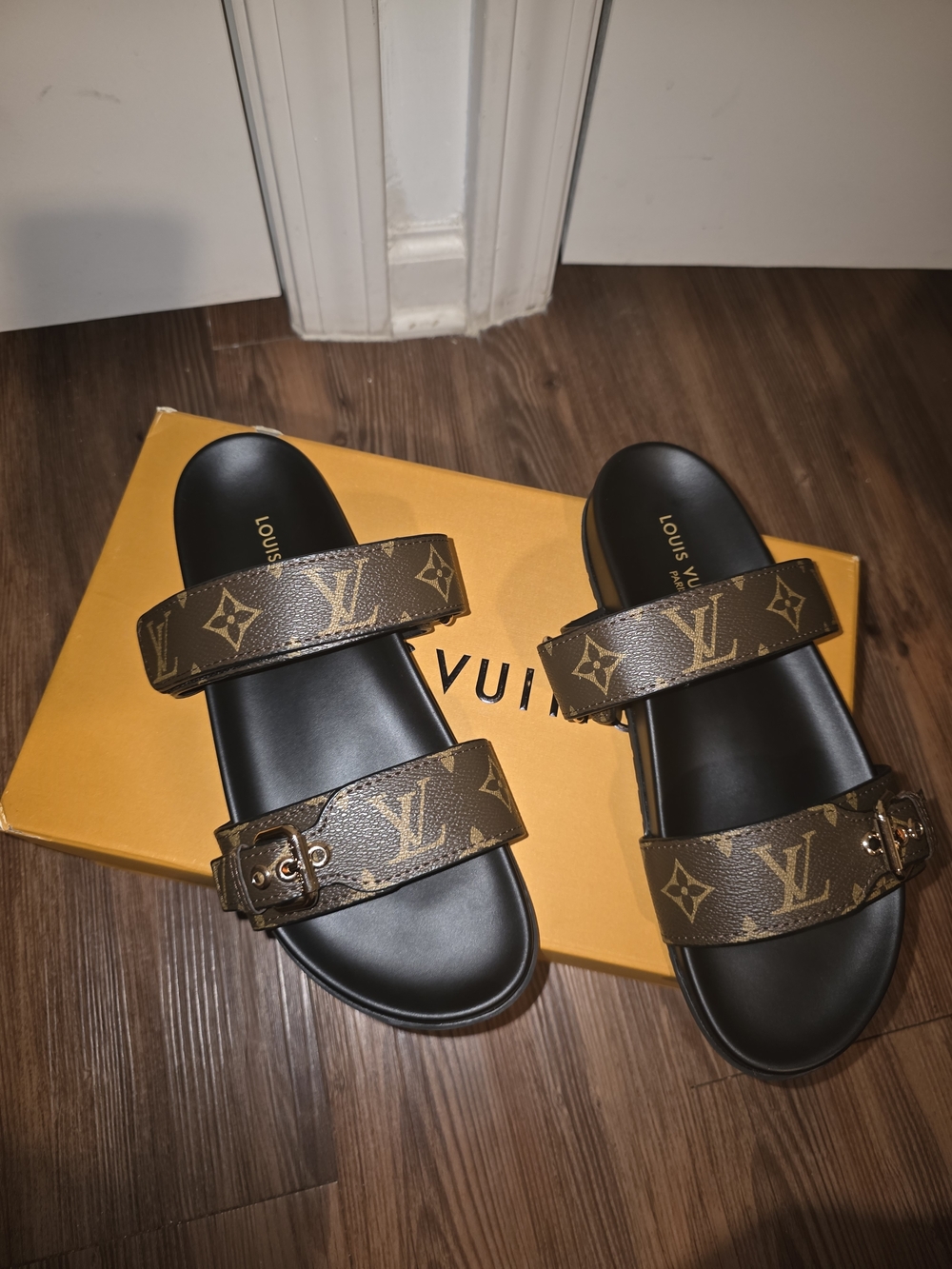 Louis Vuitton Brown Monogram Double-Strap Sandals - Picture 2 of 4
